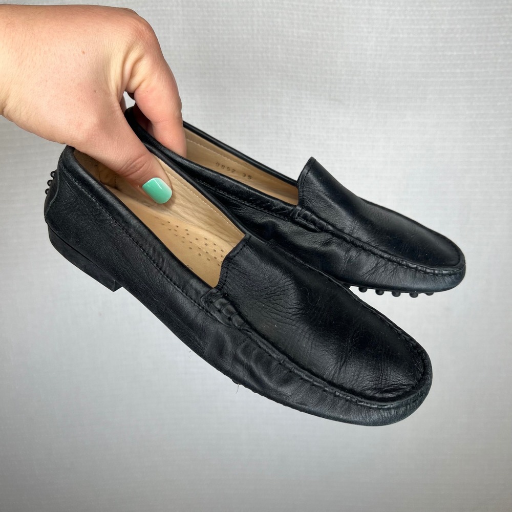 Michael Pasinkoff Black Leather Driving‎ Loafers Made in Italy Size 35 9852